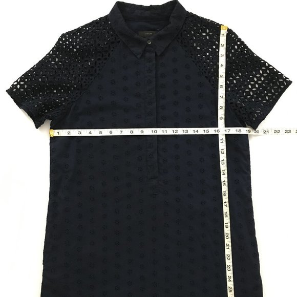 J. Crew Navy Blue Floral Eyelet Shift - 6 - Picture 4 of 6